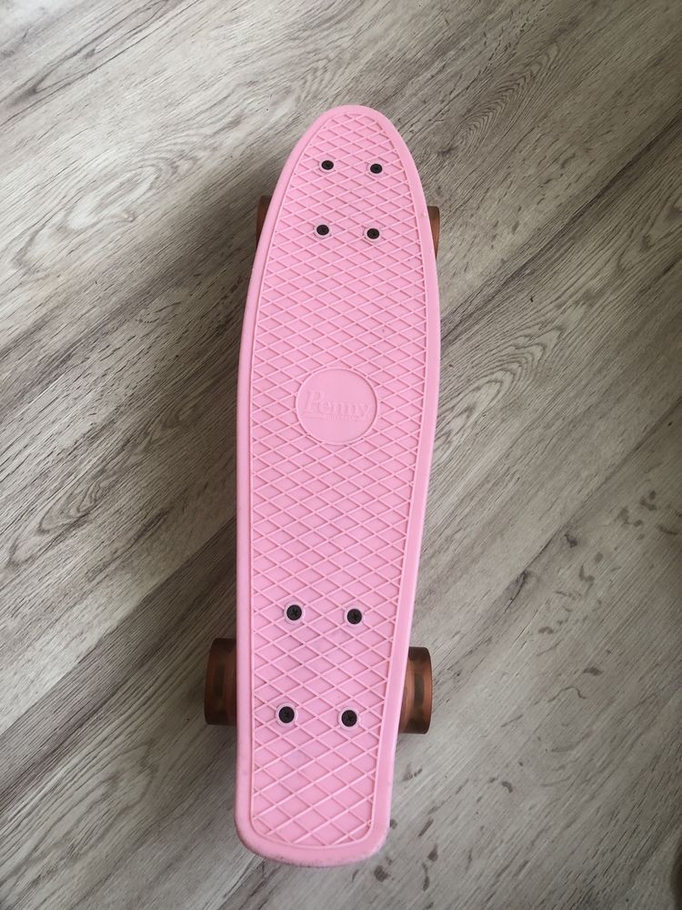 Penny board пенни борд нежно розовый со светящимися колёсами