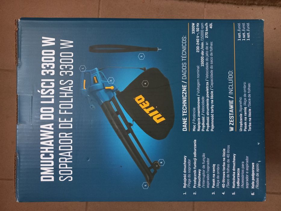 Dmuchawa odkurzacz NITEO  do liści z rozdrabniaczem elaktryczna 3300 w