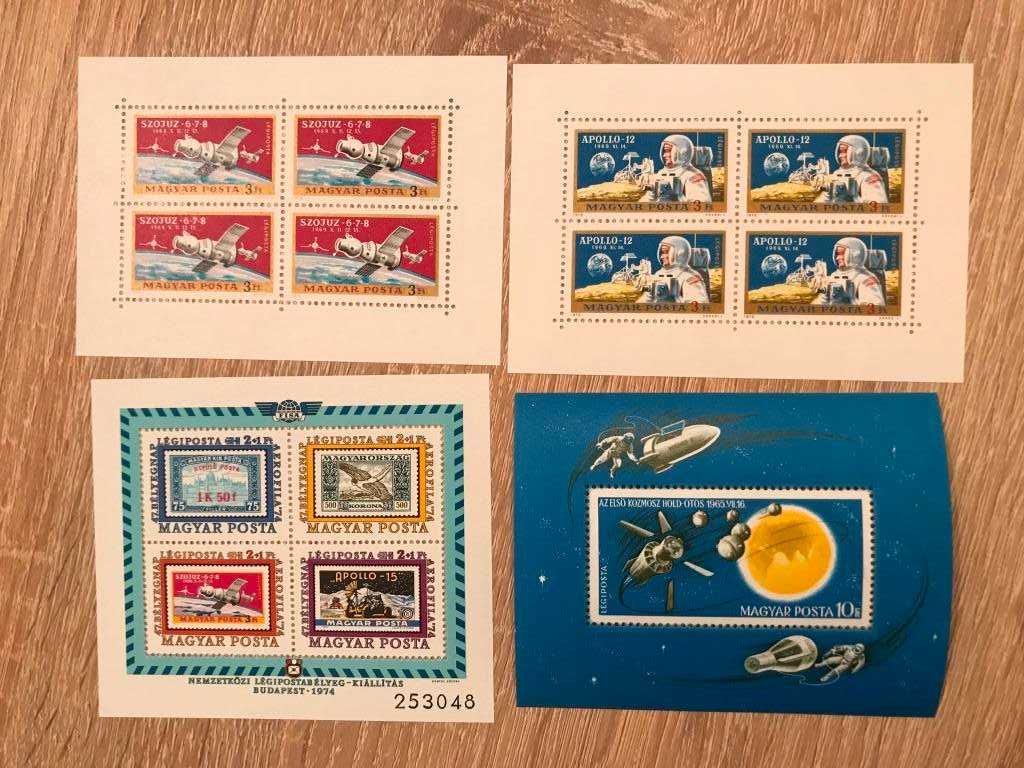 Космонавтика космос квартблок блок марки Венгрия 1970г. Почта СССР