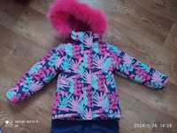 Зимовий дуже теплий комбінезон куртка комплект для дівчинки 104-110 см