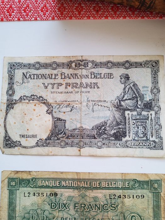 Belgijskie banknoty z lat 30 i 40-tych XX wieku