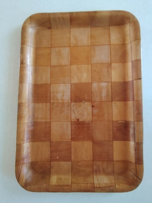 Tabuleiro madeira laminada vintage 33x48cm