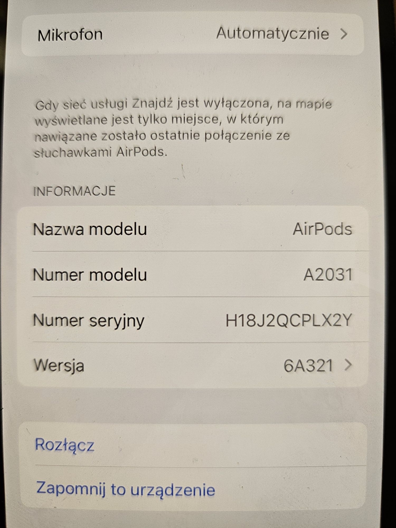 Słuchawki douszne Apple Airpods A2031