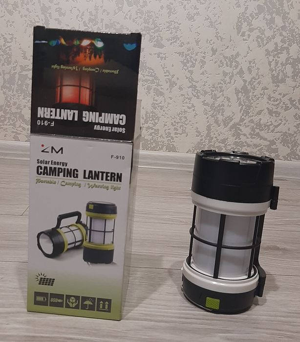 Ліхтар-світильник кемпінговийF-910-B з акумулятором, соняч