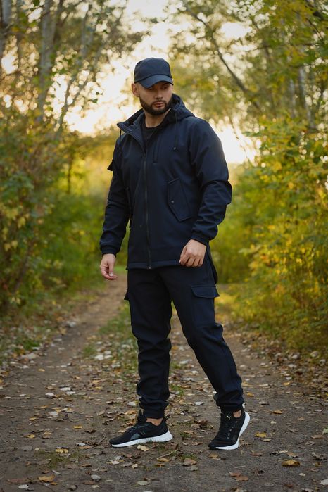 Костюм чоловічий софтшел утеплений флісом темно-синий