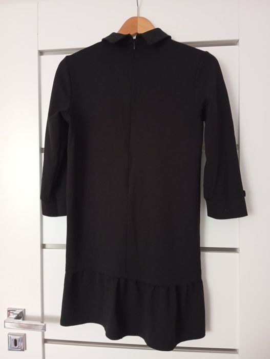 Czarna sukienka z kołnierzykiem rękaw 3/4 rozmiar uniwersalny pasuje n