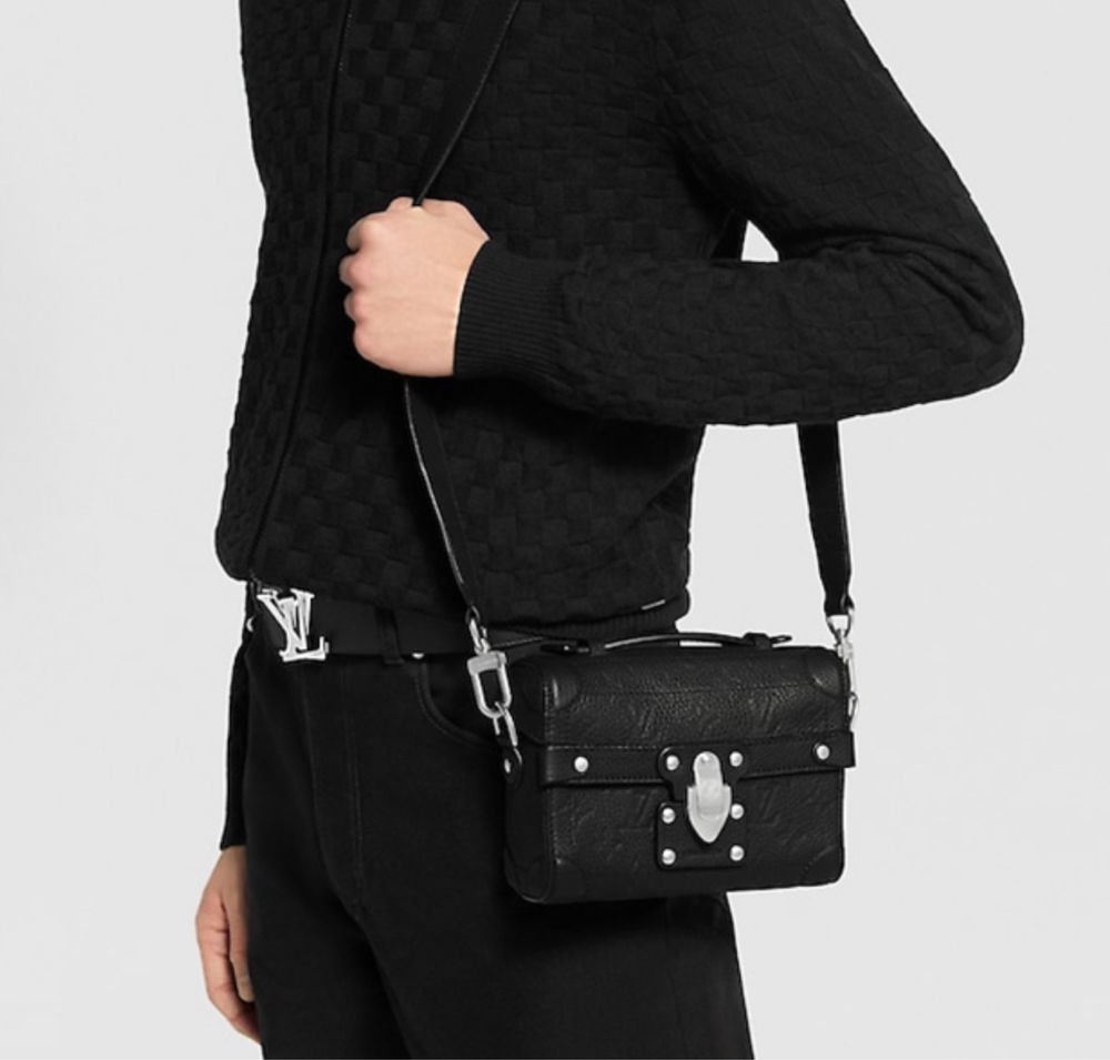 Louis Vuitton soul trunk черная кожаная сумка мужская унисекс