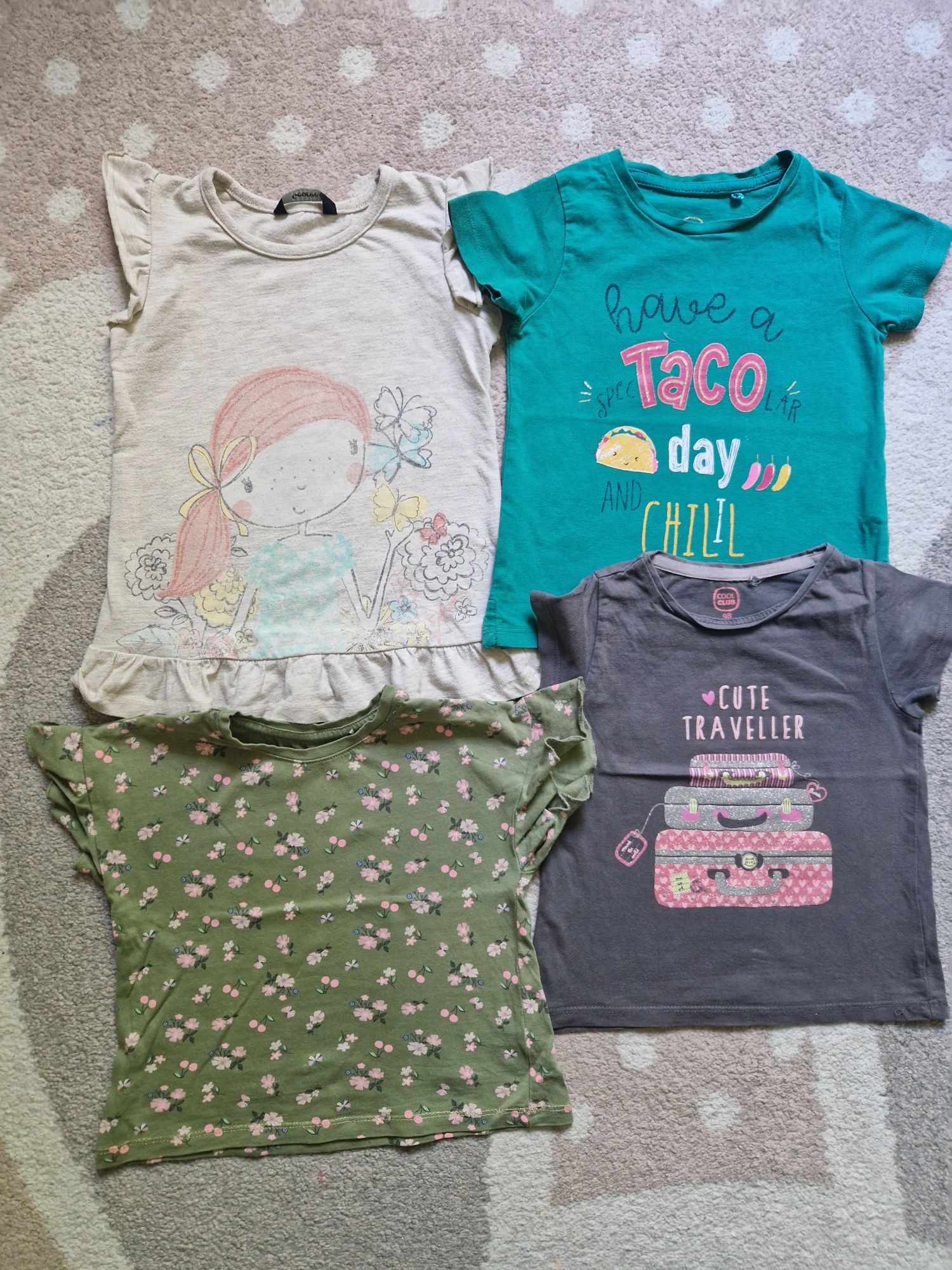98 bluzki T-shirty krótki rękaw 4szt