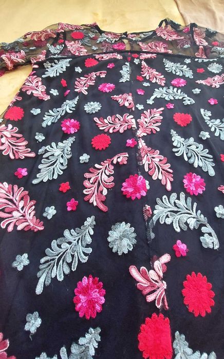 42,44 L XL sukienka haft kolorowa wesele elegancka kwiaty