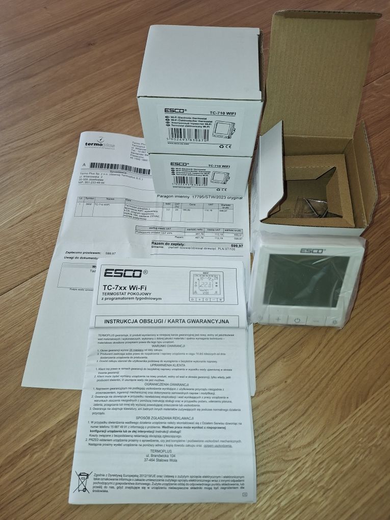 3 programatory TERMOSTAT ESCO TC-710 WIFI nowe