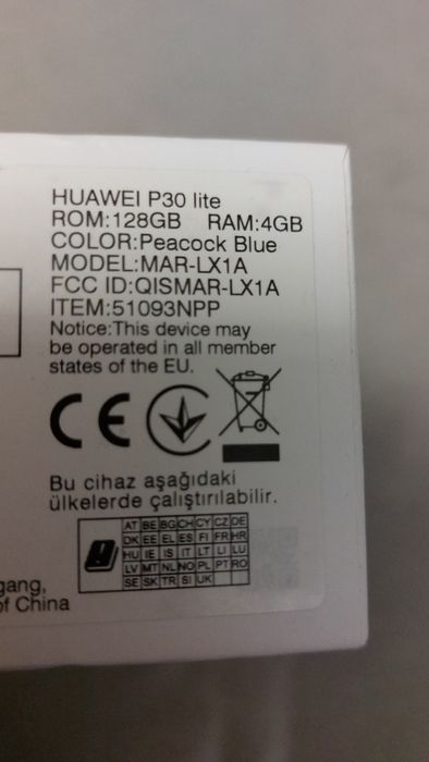 Pudełko huawei p30 lite niebieski