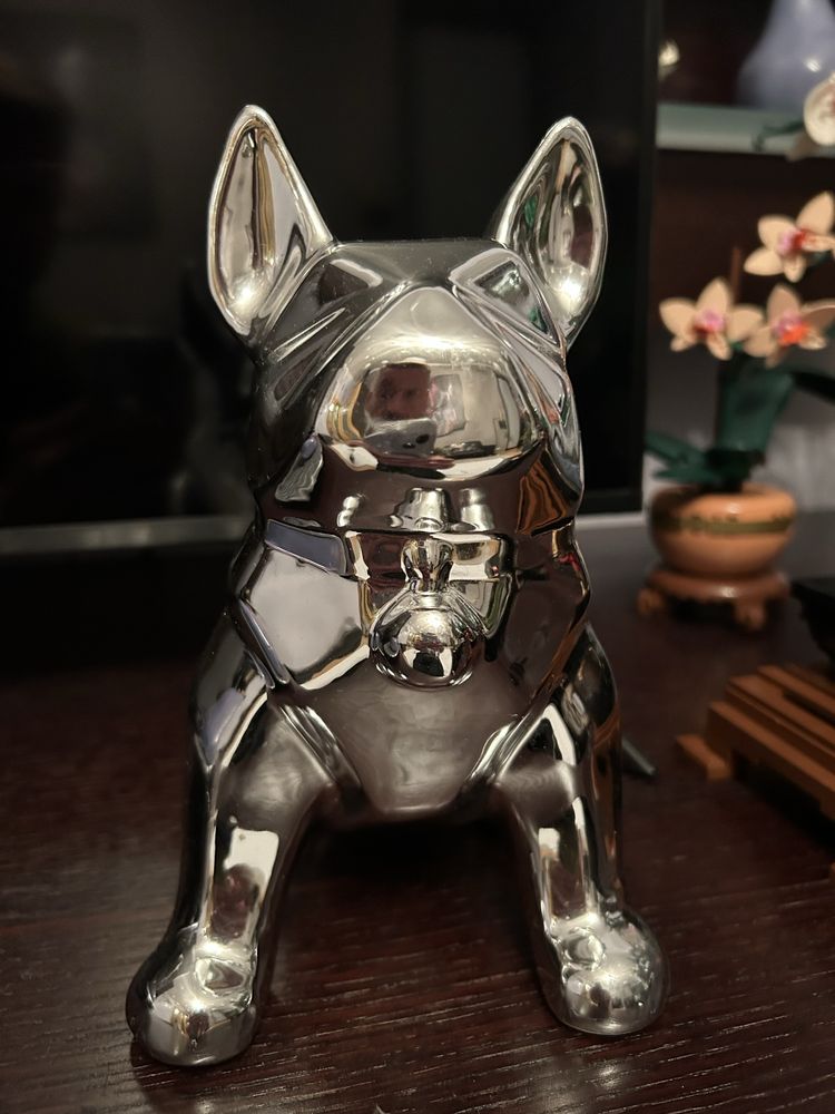 Figurka buldog francuski srebrna