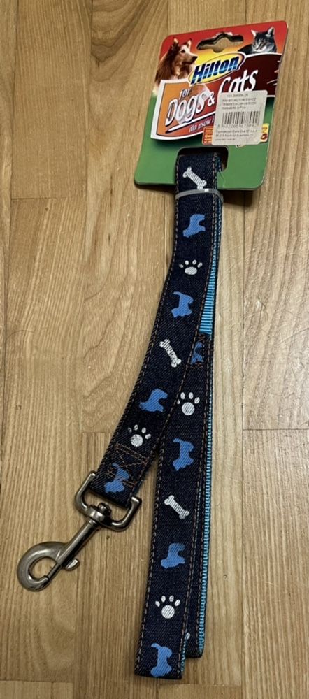 Hilton Smycz jeans dla psa lub kota niebieska 25mm x 120cm