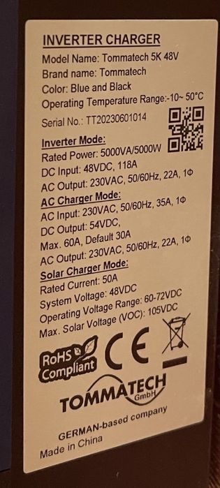 Инвертор гибридный TOMMATECH 5.0 kwt 48 V