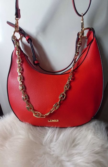 Сумка 'багет" красная L.CREDI. искусствен. кожа