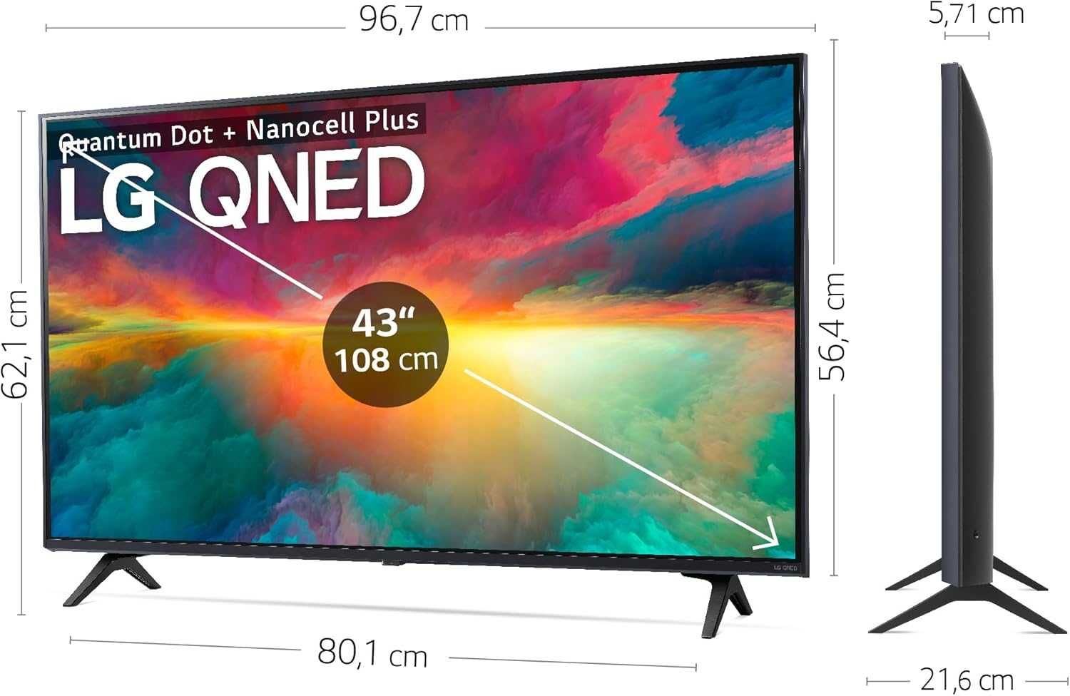 Телевізор LG 43QNED756RA, 4K, Active HDR, 60 Гц, Smart TV, [2023]