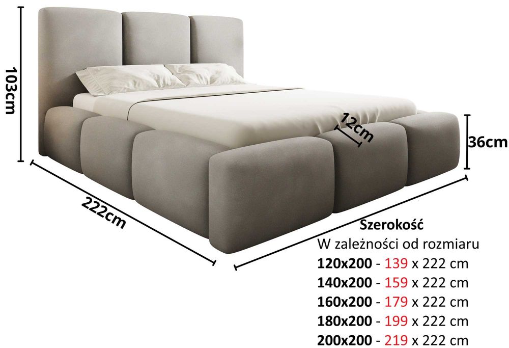 Nowoczesne Łóżko Tapicerowane Bubble Miękkie Zagłowie Producent
