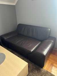 Kanapa skórzana dwójka, sofa brązowa stan -dobry wypoczynek 170x94x78