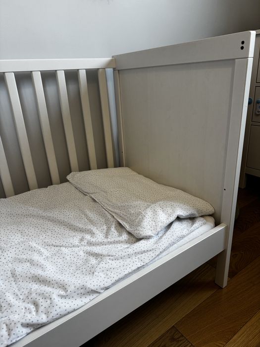 Sundvik, łóżeczko niemowlęce, dziecięce, 120x60, białe z materecem