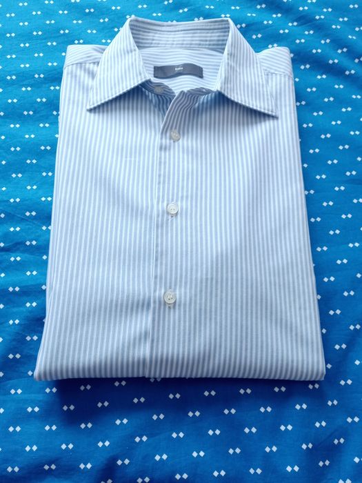 biała koszula w paski Zegna rozmiar 41/16