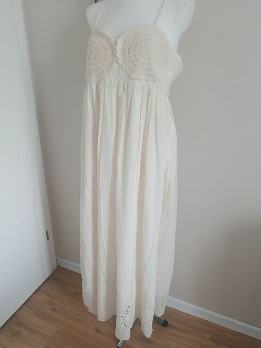 Sukienka koronkowa długa maxi boho zwiewna wyszywana bawełniana