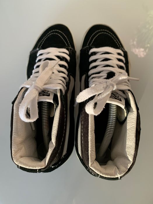 Czarne skórzane Vansy męskie sneakersy wysokie