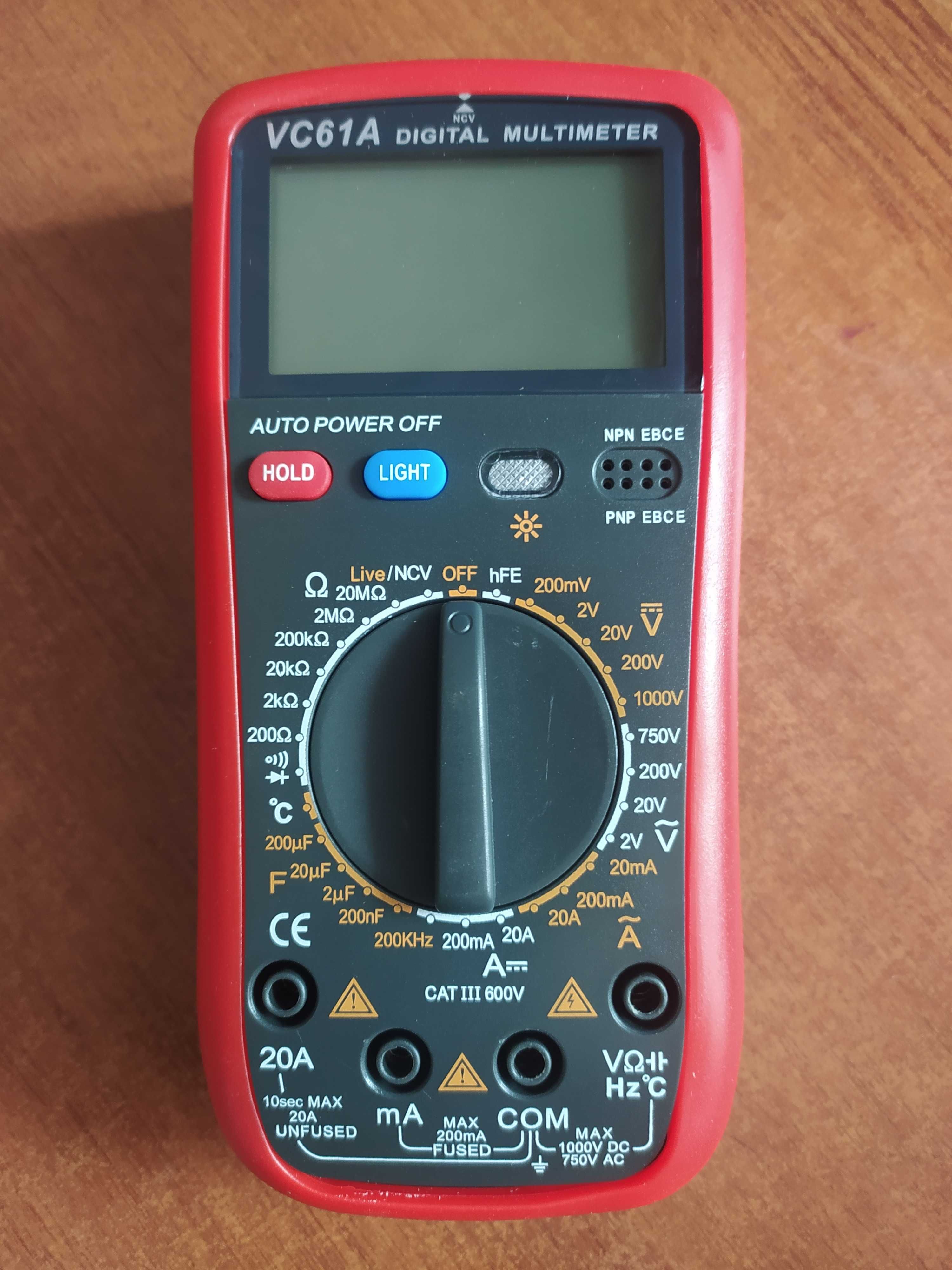 Мультиметр цифровой универсальный VC61A + термопара, тестер