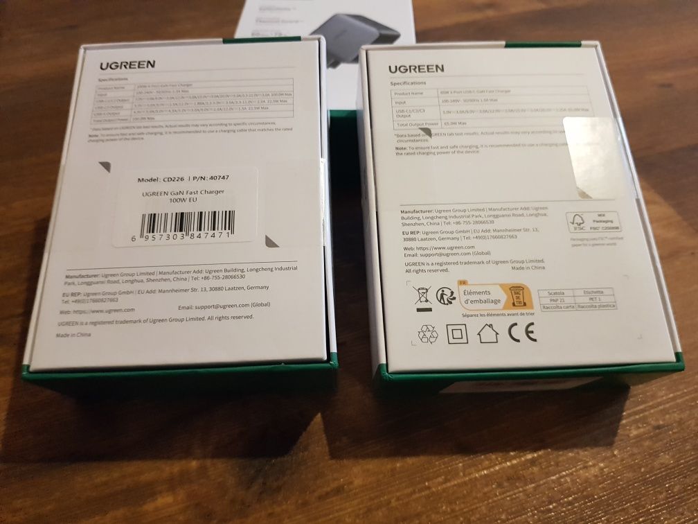 Зарядний пристрій UGREEN NEXODE GAN 65W, 100W, також є кабелі Type-C