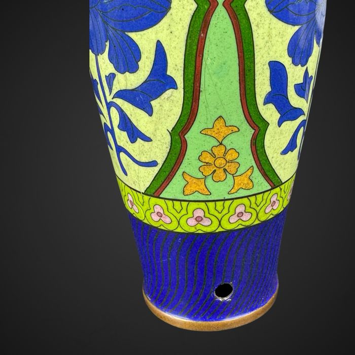 Wazon Emalia cloisonne kwiaty styl azjatycki uszkodzony B5/031208