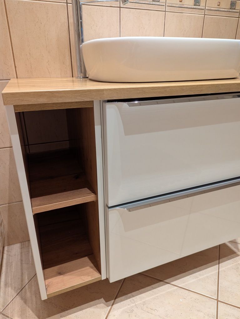 Komplet Comad Capri - szafka 80, szuflady, blat, umywalka, bateria