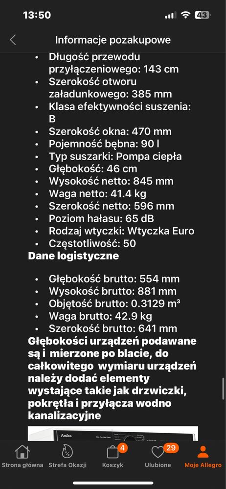 Suszarka Amica AD3S72LHB Z POMPĄ CIEPŁA , pojemność 7 kg