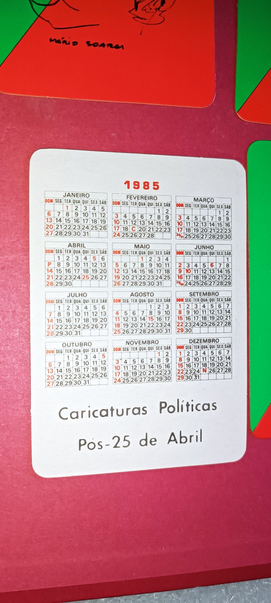 Raros e antigos calendários caricaturas políticos pós 25 de abril 1985
