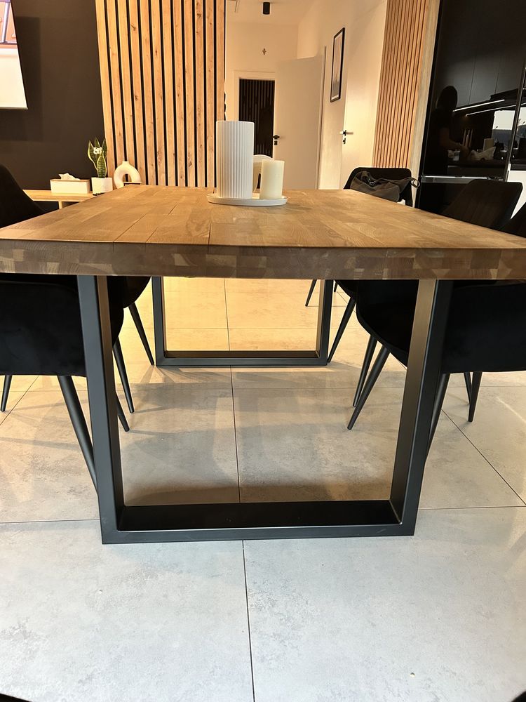 Stół drewniany metalowe czarne nogi 160x100 loft industrialny