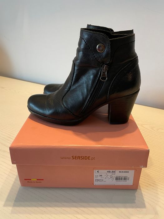 Botins pretos da Seaside em pele genuína - 36