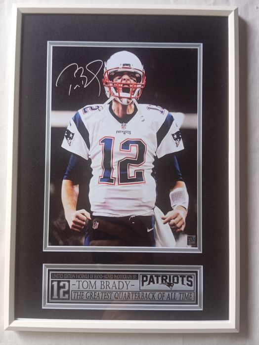 Moldura NFL Tom Brady New England Patriots com Autógrafos (A4)