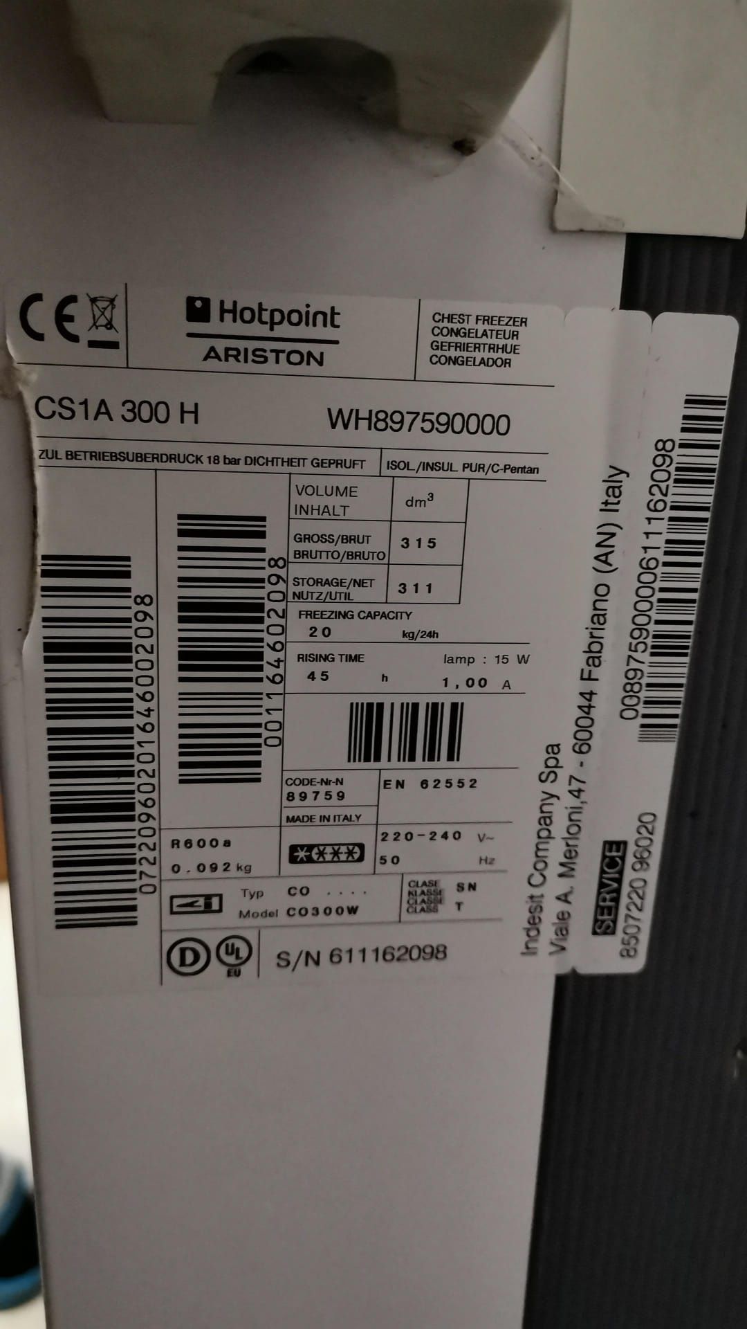 Arca congeladora 300L