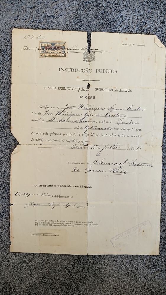 Carta de instrução pública de 1910