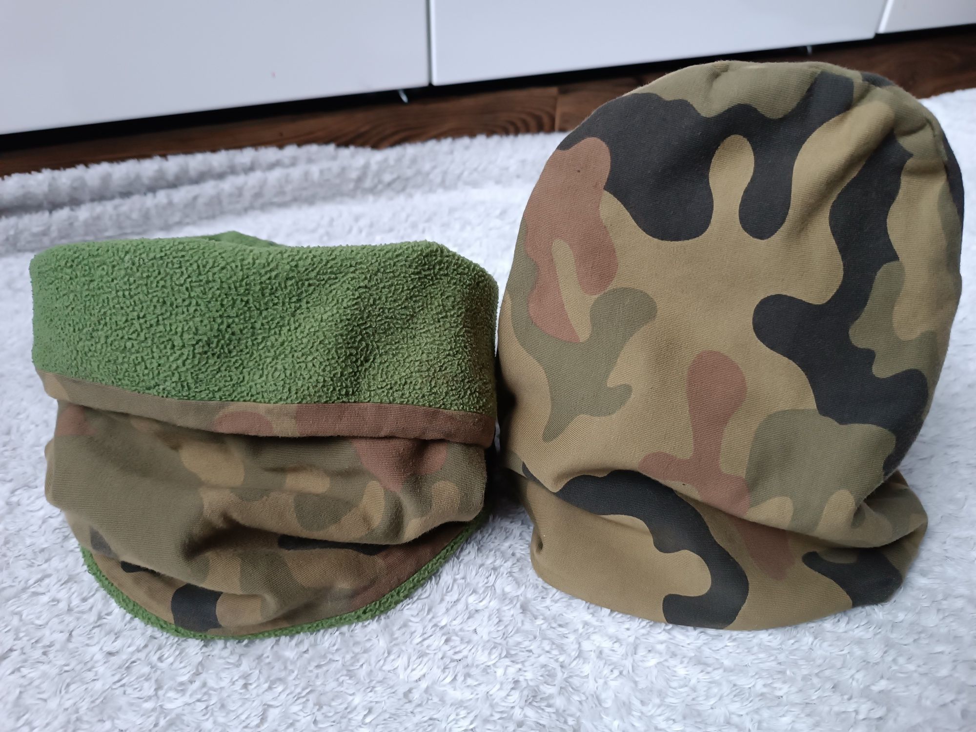 Zestaw zimowy czapka komin na polarze moro 50cm