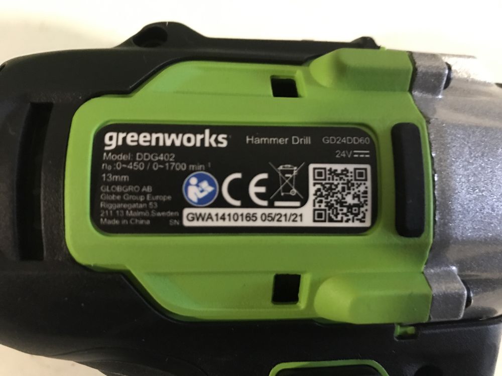 Шуруповерт Greenworks  ‎DDG402 , 24 В, 60 Нм