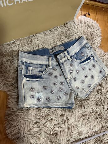 Primark Denim krótkie spodenki szorty jeansowe z kryształkami r XS