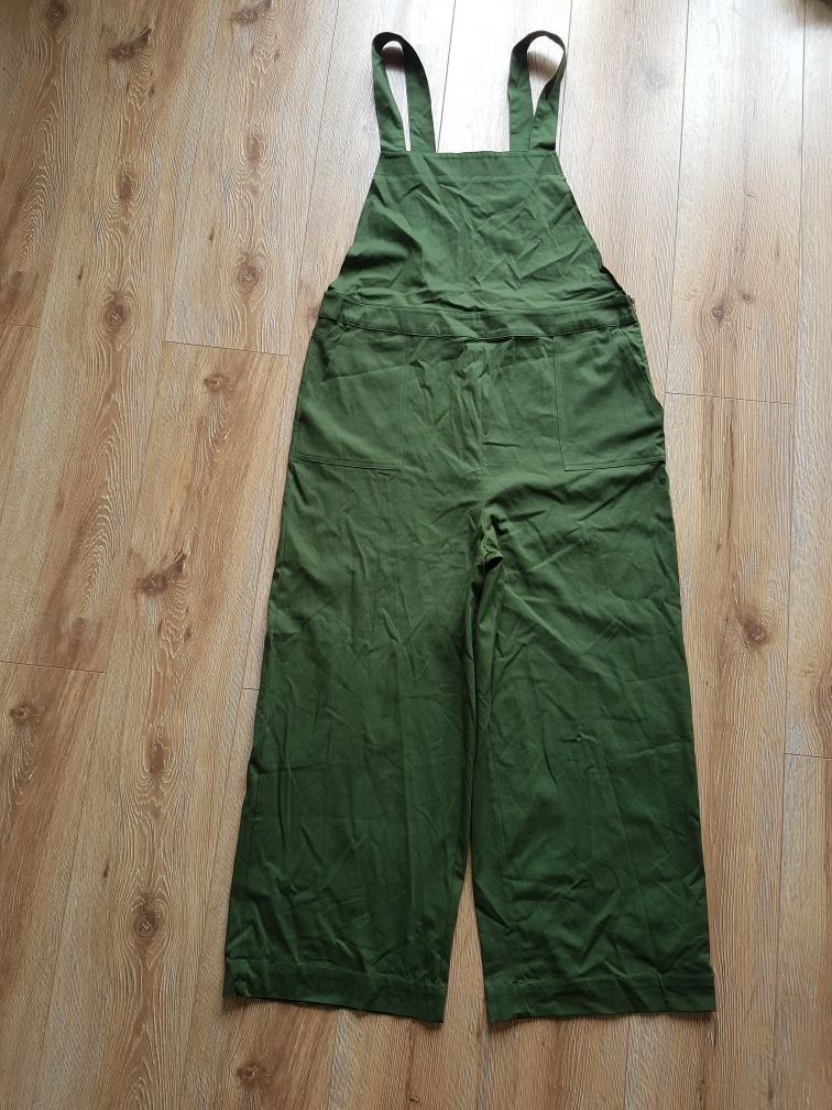 L 40 XL 42 Oliver Bonas khaki ogrodniczki damskie spodnie na szelkach
