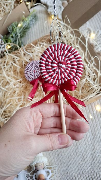 Lizak okrągły makrama ozdoba choinkowa zawieszka