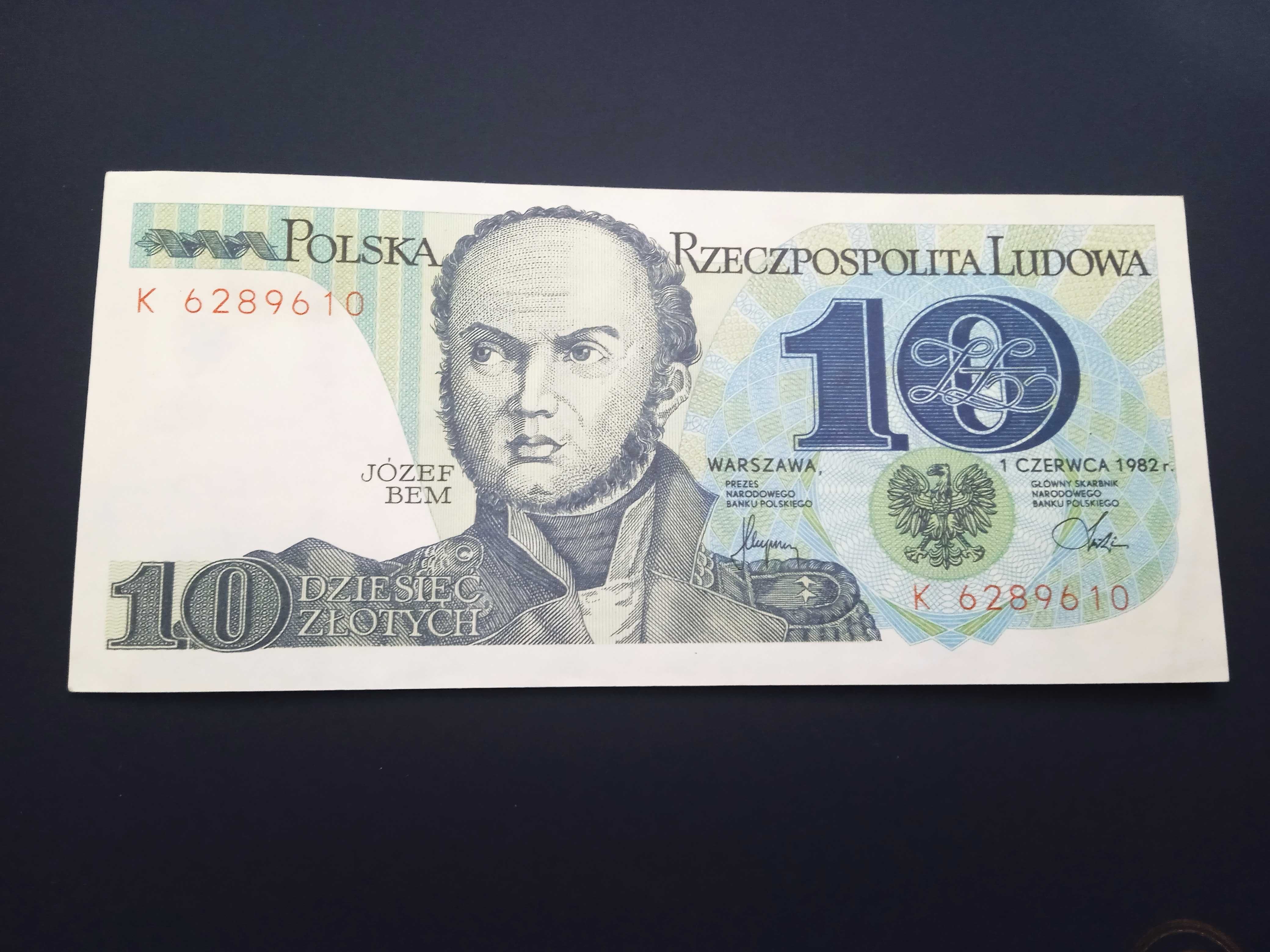 Banknot 10 złotych Józef Bem 1982r.