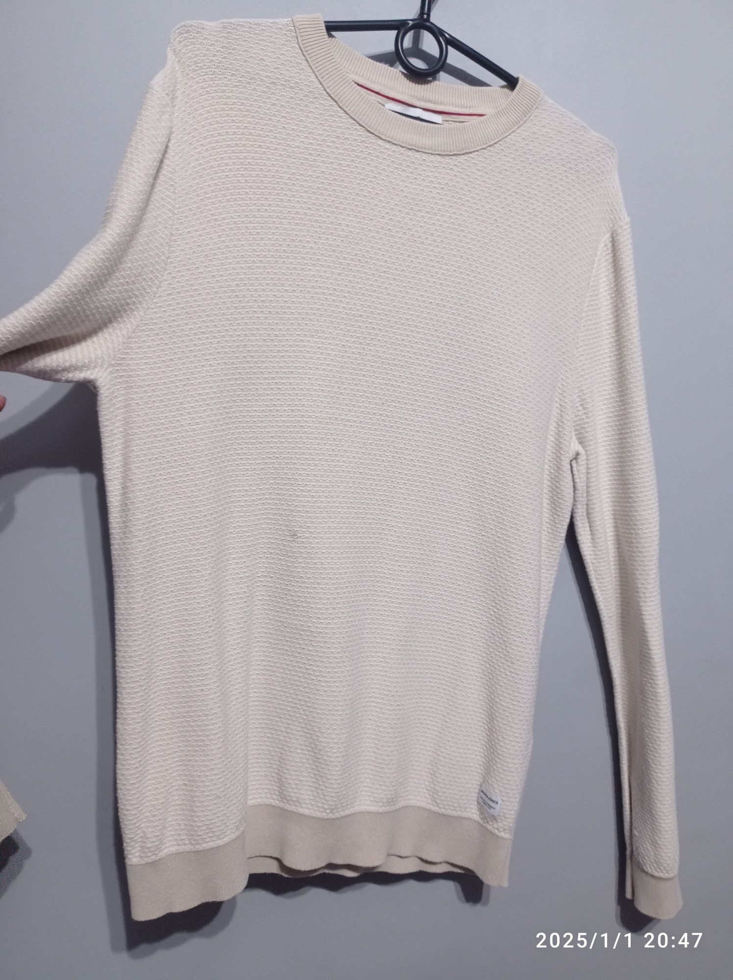 Sweter L Jack& Jones bawełna basic jednolity okrągły dekolt jesień zim