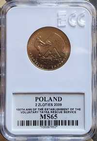 moneta 2 zł. - 100 lat TOPR - 2009 - Granding GCN ECC MS65