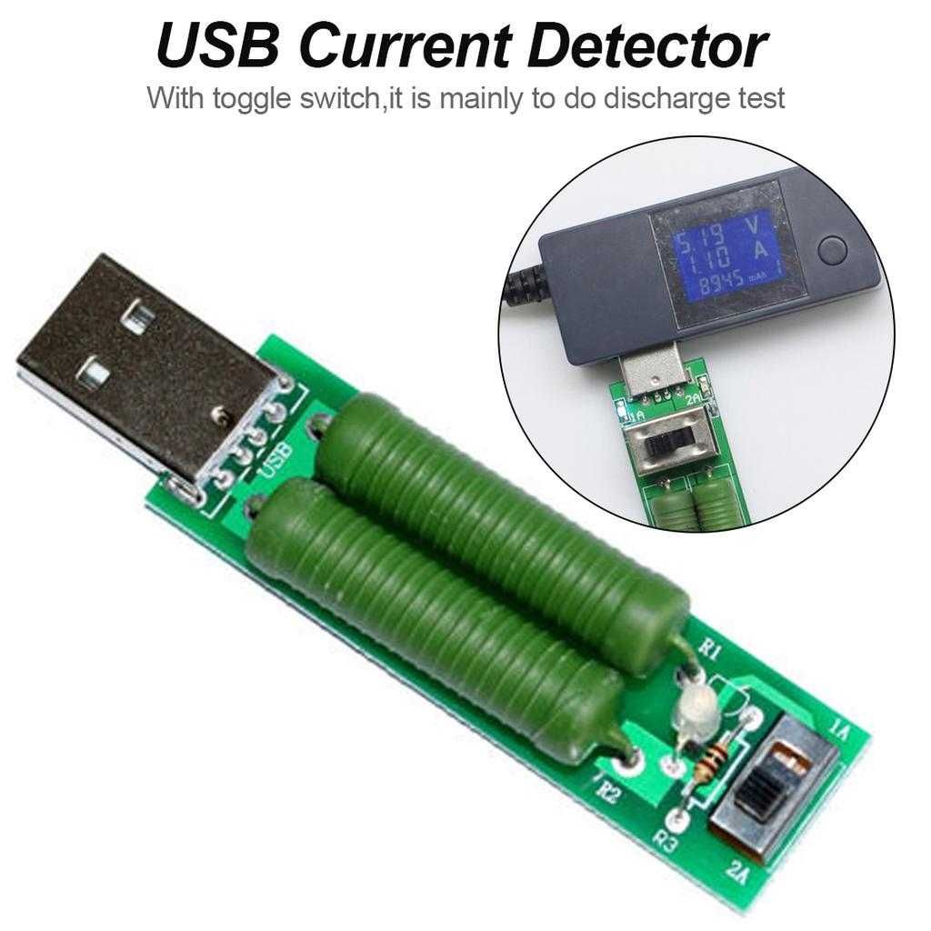 Resistencia de descarga USB para teste baterias com switch - 1A e 2A