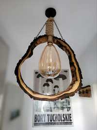 Lampa wisząca orzech włoski handmade loft rękodzieło