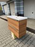 Szafka łazienkowa, umywalka, bateria, szuflady, hansgrohe, blum