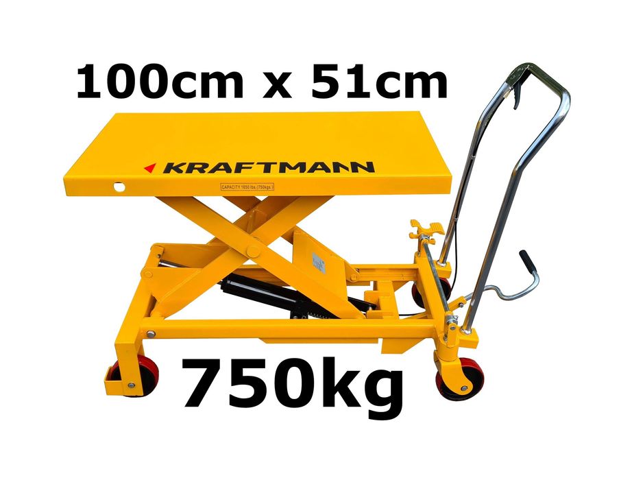 WÓZEK Nożycowy platformowy PODNOŚNY STÓŁ hydrauliczny 100x51cm 750kg