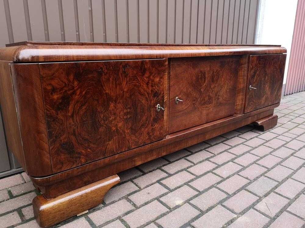 Komoda ART-DECO Solidna 200 Orzech RTV Niska Stara Antyk Po Renowacji.